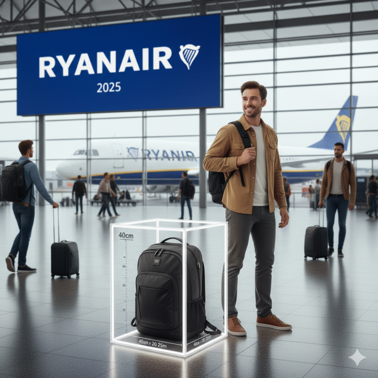 Mochila 40x20x25 Ryanair en aeropuerto